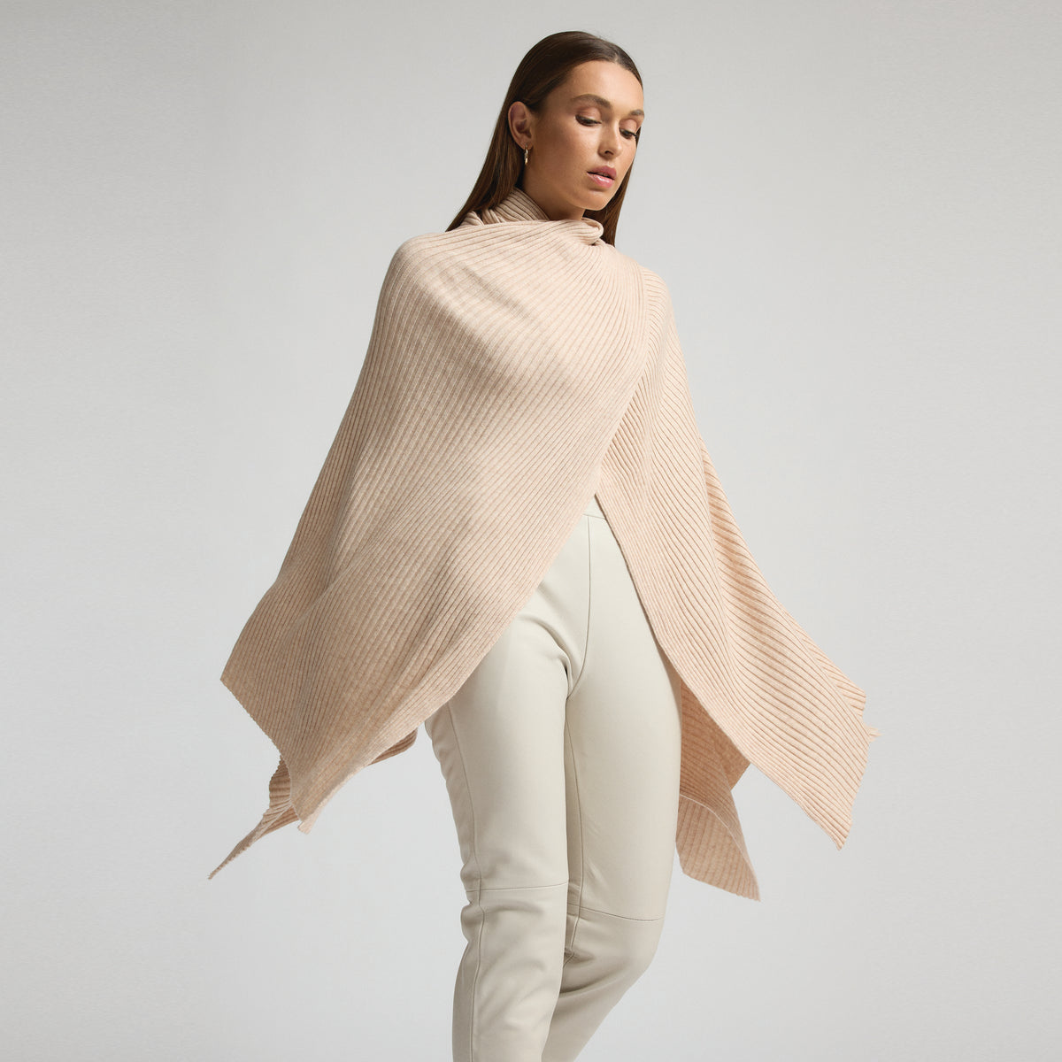 Molly Ribbed Knit Wrap - Crème Brûlée