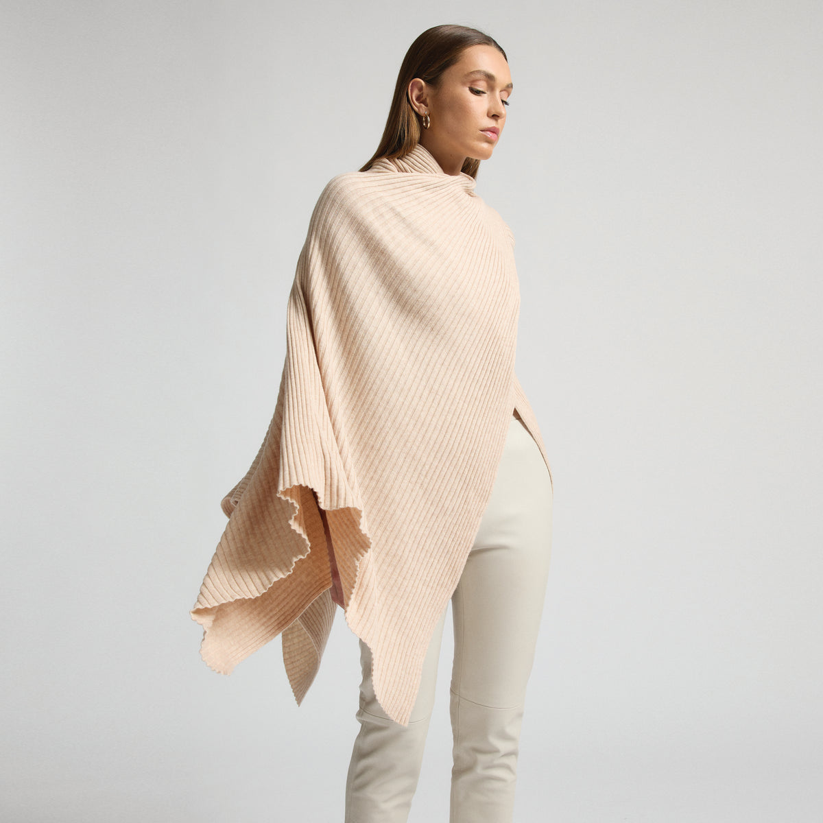 Molly Ribbed Knit Wrap - Crème Brûlée