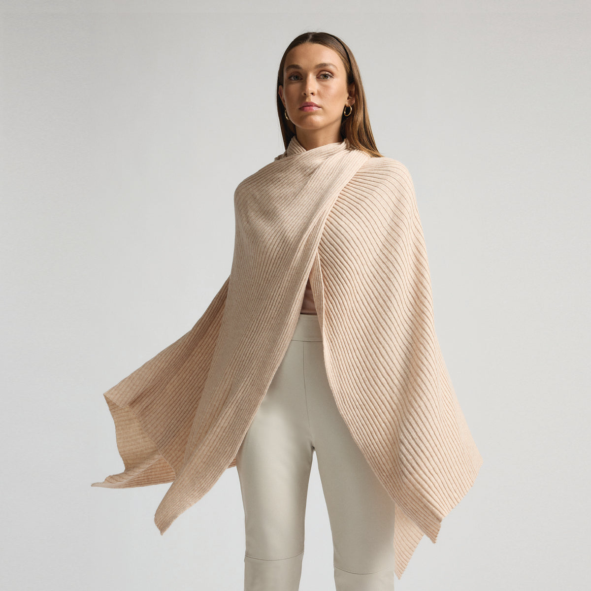 Molly Ribbed Knit Wrap - Crème Brûlée