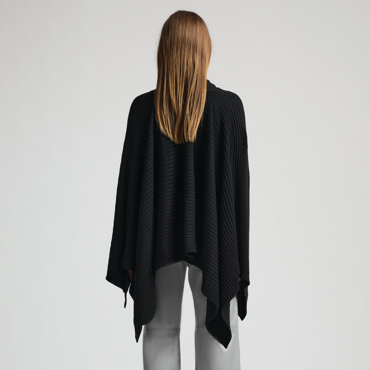 Molly Ribbed Knit Wrap - Jet Black