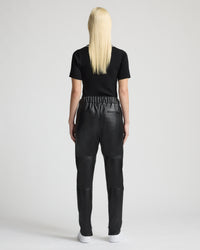 Reagan Leather Jogger - Jet Black