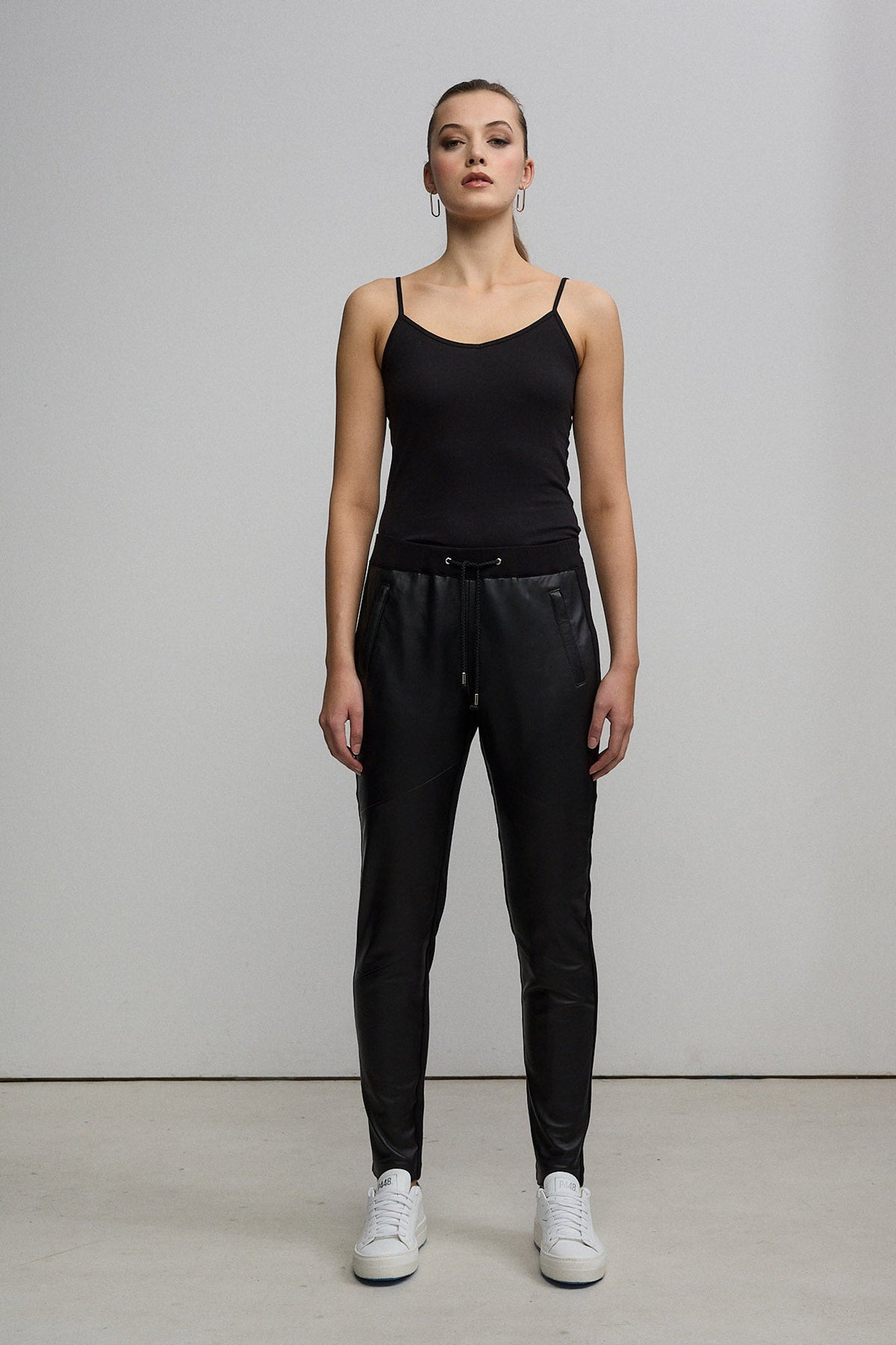 Frankie Leather Jogger Pant - Jet Black