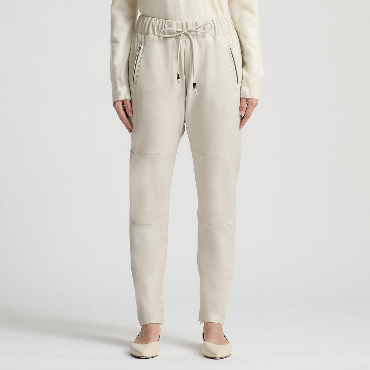 Reagan Leather Jogger - Milk