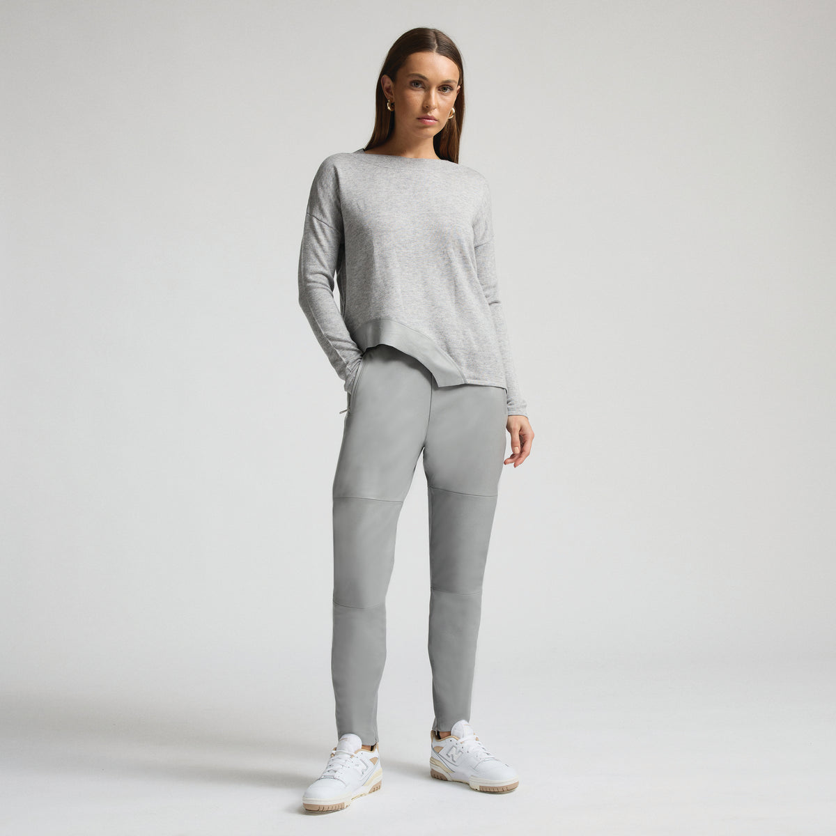 Reagan Leather Jogger - Earl Grey