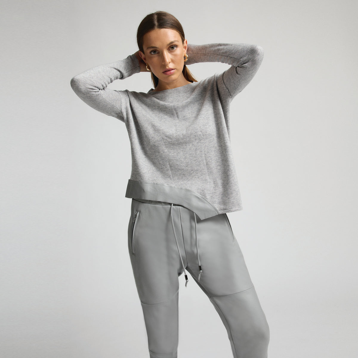 Reagan Leather Jogger - Earl Grey