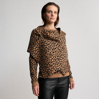 Georgia Large Knitted Reversible Cashmere Wrap - Leopard