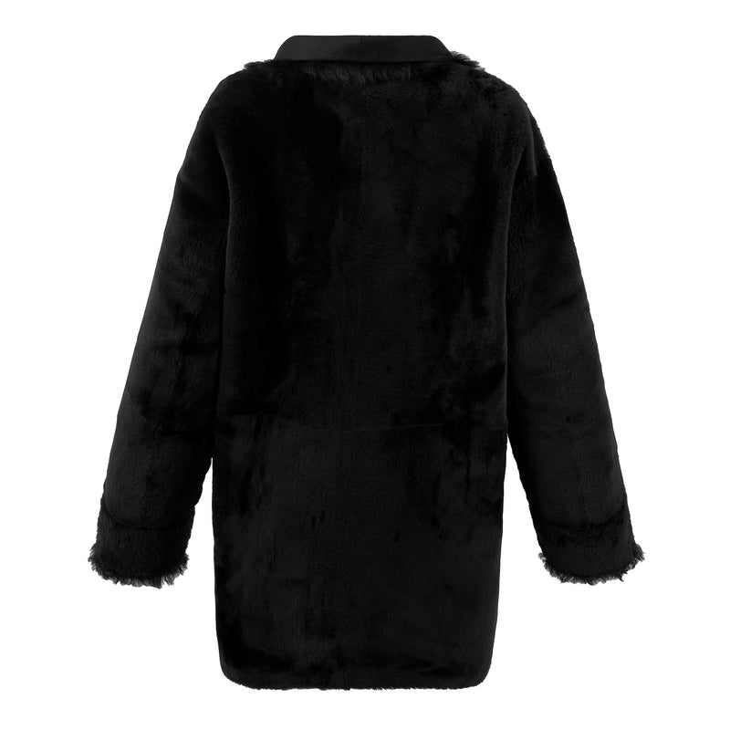 Anastasia Reversible Shearling Coat - Jet Black