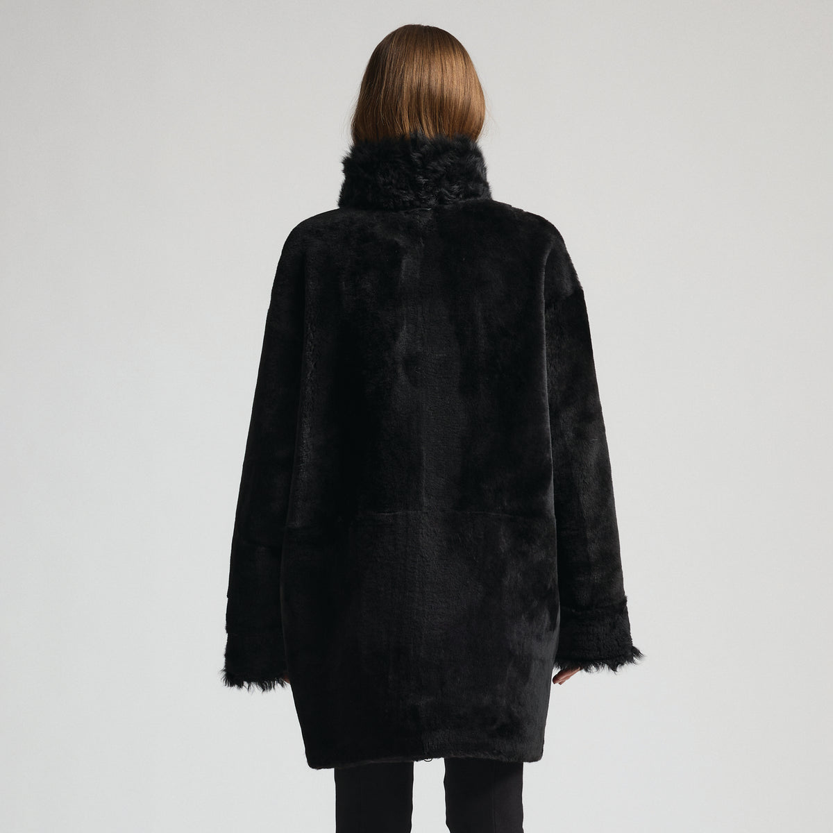 Anastasia Reversible Shearling Coat - Jet Black