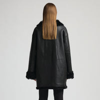 Anastasia Reversible Shearling Coat - Jet Black