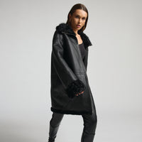 Anastasia Reversible Shearling Coat - Jet Black