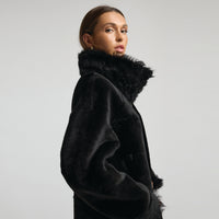 Anastasia Reversible Shearling Coat - Jet Black