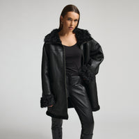 Anastasia Reversible Shearling Coat - Jet Black