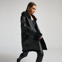 Anastasia Reversible Shearling Coat - Jet Black