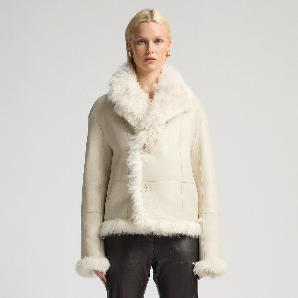 Anthea Reversible Shearling Jacket - Milk