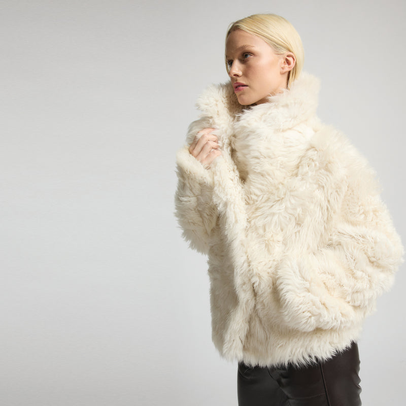 Anthea Reversible Shearling Jacket - Milk