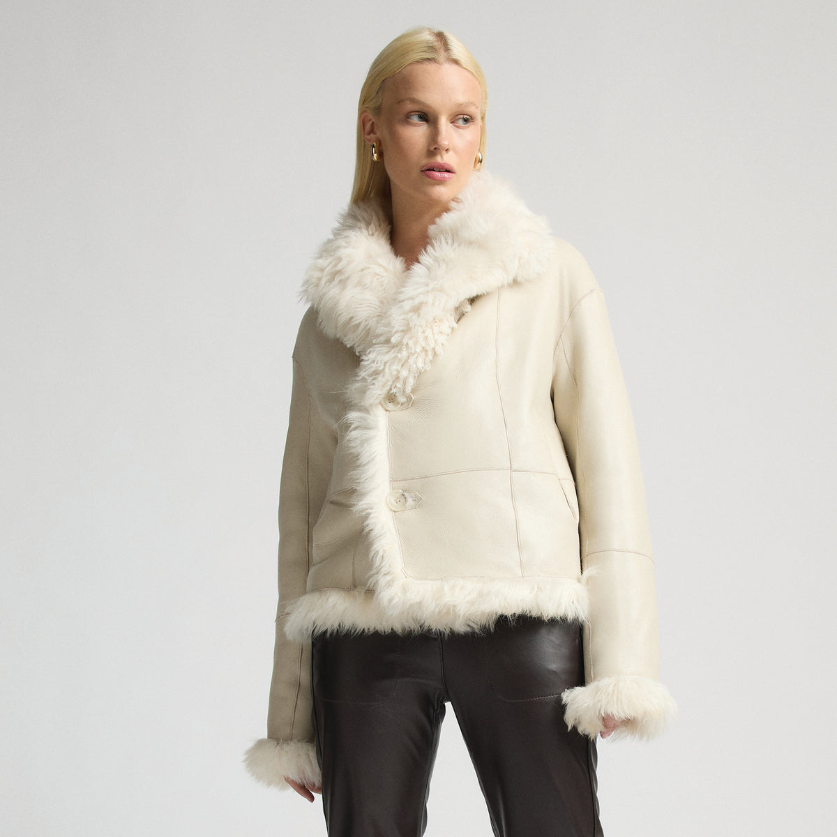 Anthea Reversible Shearling Jacket - Milk