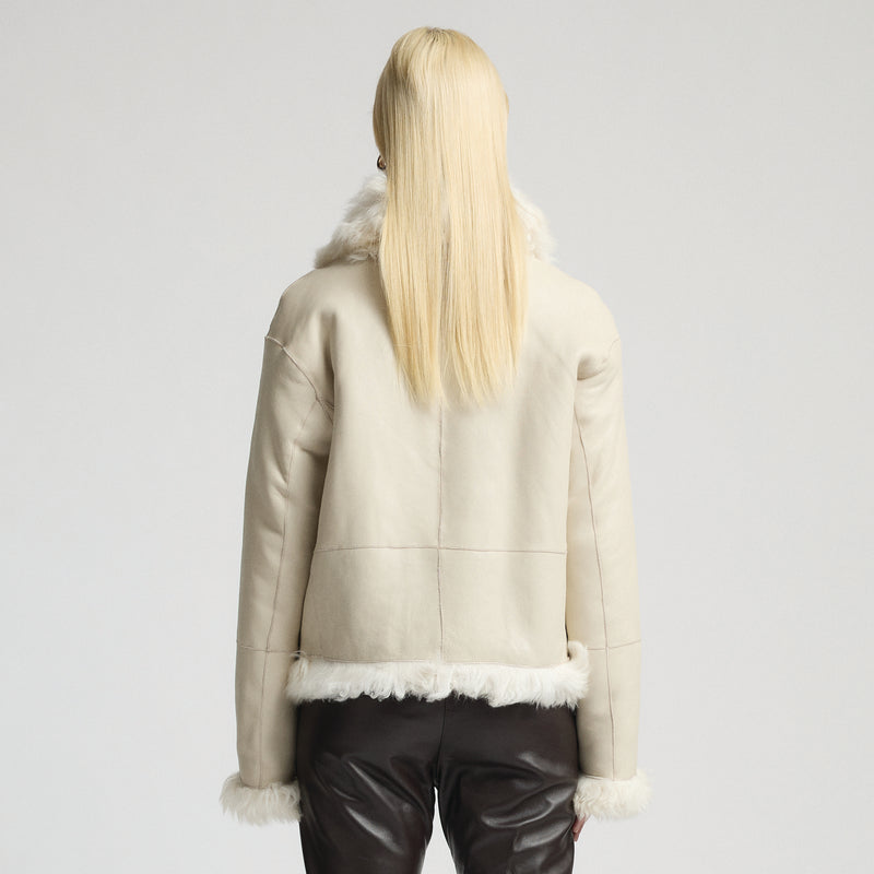 Anthea Reversible Shearling Jacket - Milk