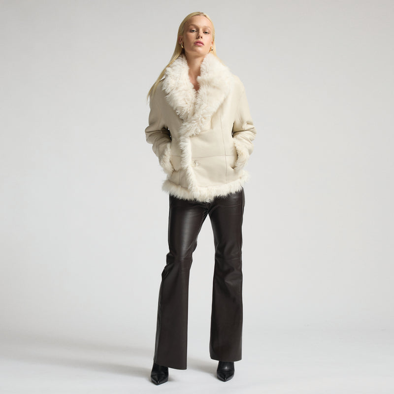 Anthea Reversible Shearling Jacket - Milk