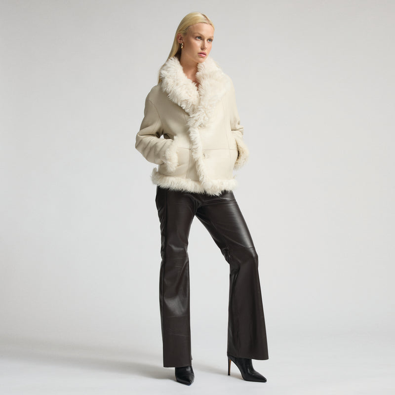 Anthea Reversible Shearling Jacket - Milk