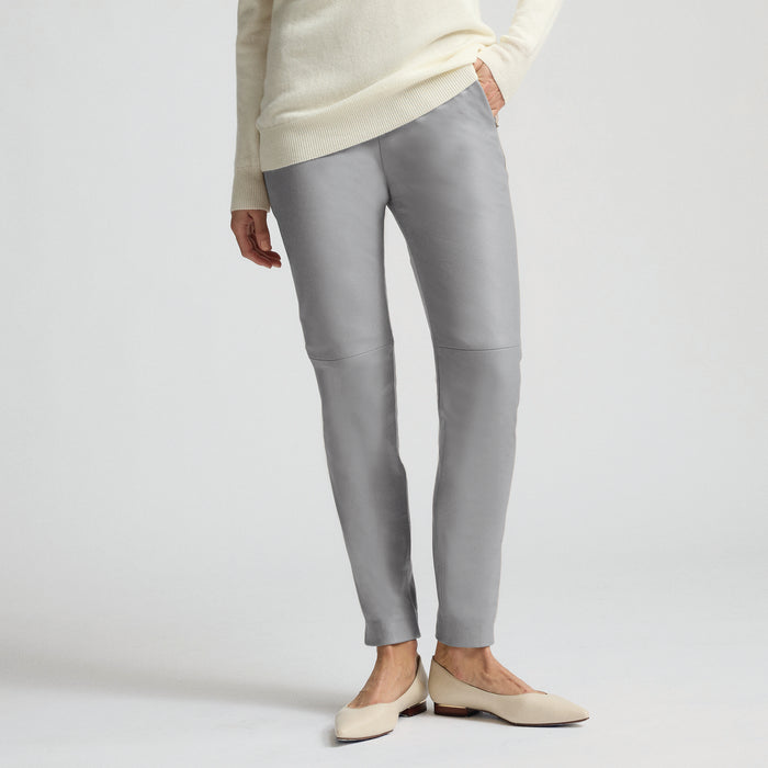 Ava Leather Pant - Earl Grey