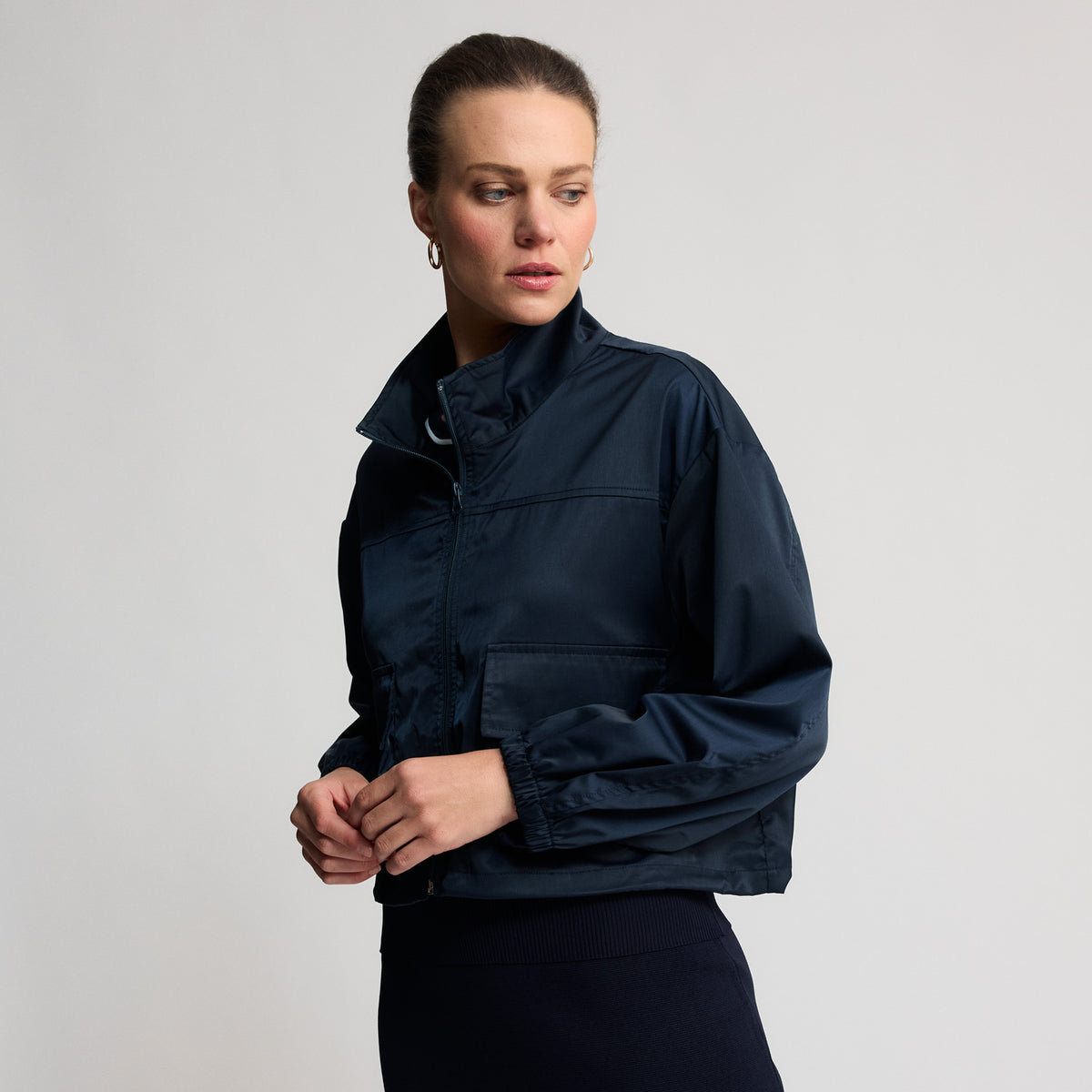 Simi - Cropped Windbreaker - British Navy