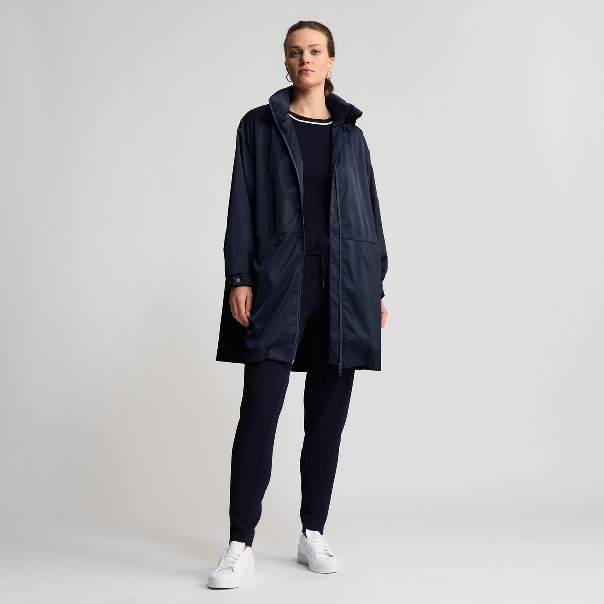 Loretta - Longline Windbreaker - British Navy