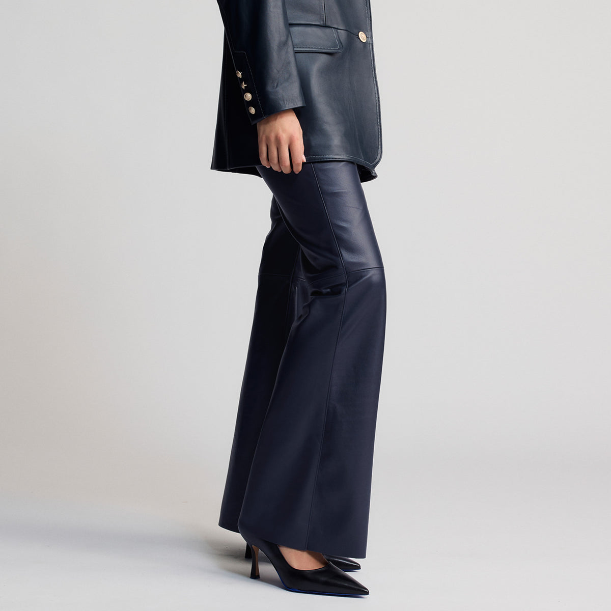 Harper Leather Pant - British Navy