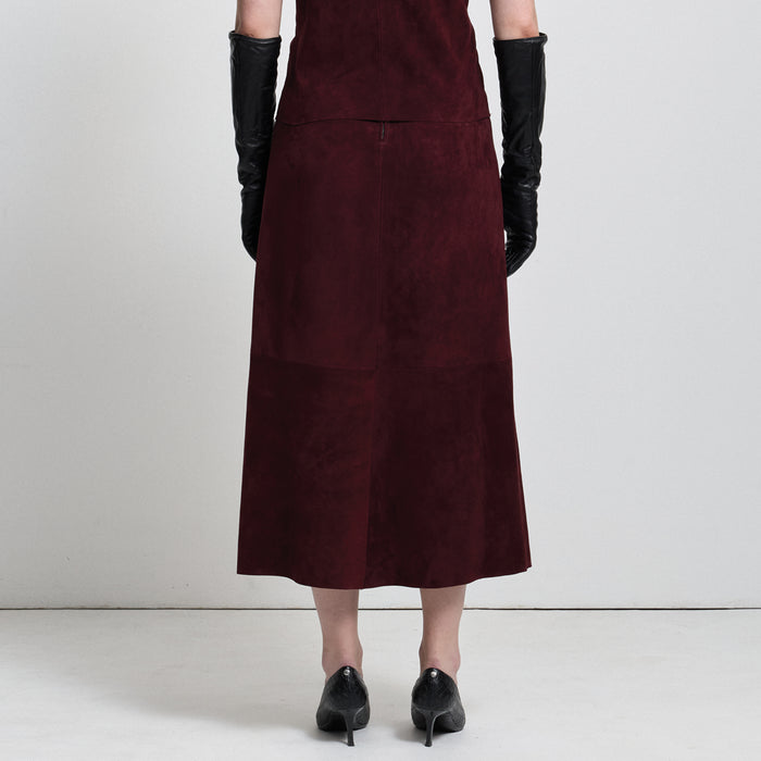 Christiana Skirt - Bordeaux Suede
