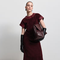 Leah Suede/Leather Top - Bordeaux