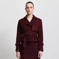 Nicole Cropped Trench - Bordeaux Suede