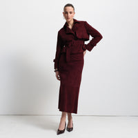 Nicole Cropped Trench - Bordeaux Suede