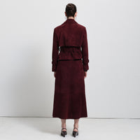 Nicole Cropped Trench - Bordeaux Suede