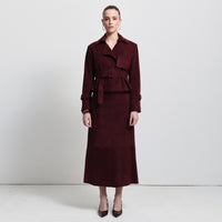 Nicole Cropped Trench - Bordeaux Suede