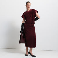 Leah Suede/Leather Top - Bordeaux