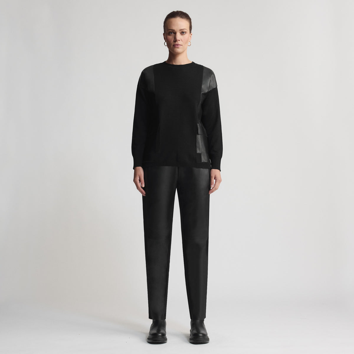 Tanya Leather Ponte Pant - Jet Black