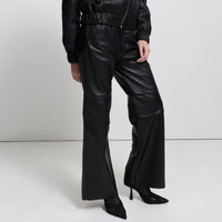 Colton Baggy Wide Leg Pant - Jet Black Leather