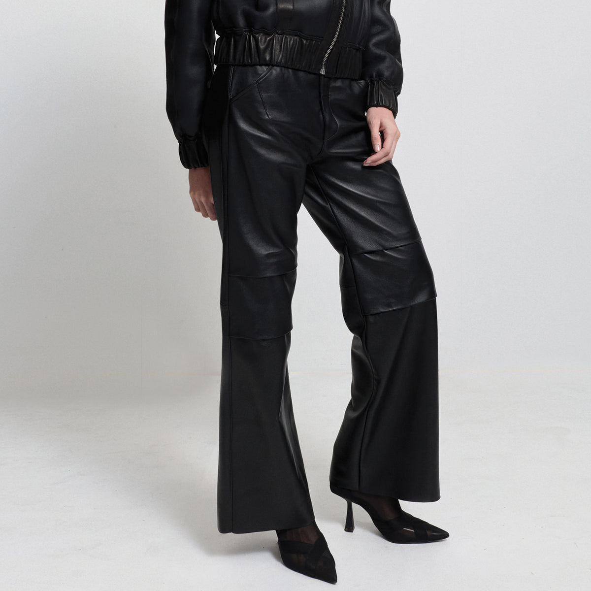 Colton Baggy Wide Leg Pant - Jet Black Leather