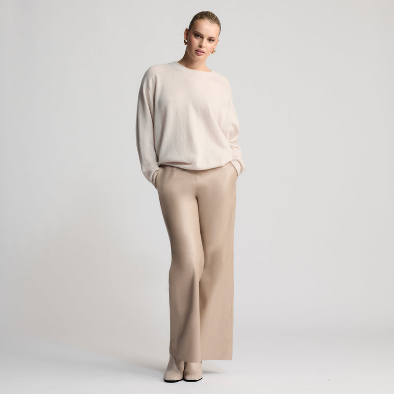 Chicago - Wide Leg Leather Pant - Cashew