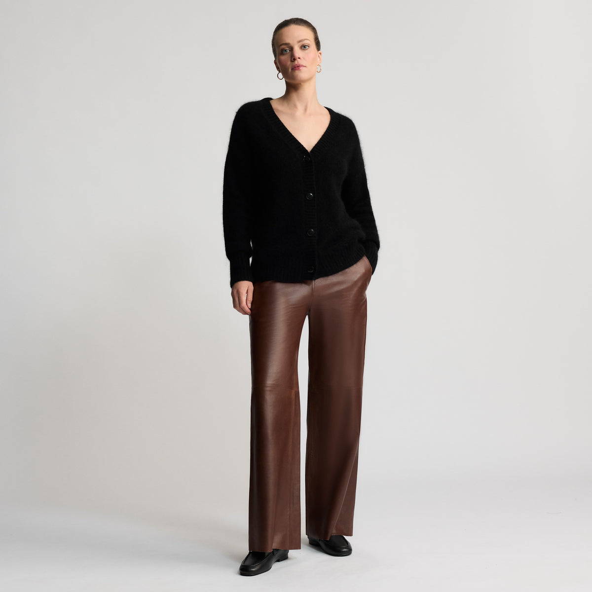 Chicago - Wide Leg Leather Pant - Chestnut