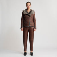 Tanya Leather Ponte Pant - Chestnut