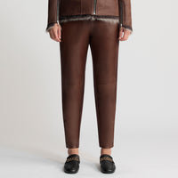 Tanya Leather Ponte Pant - Chestnut