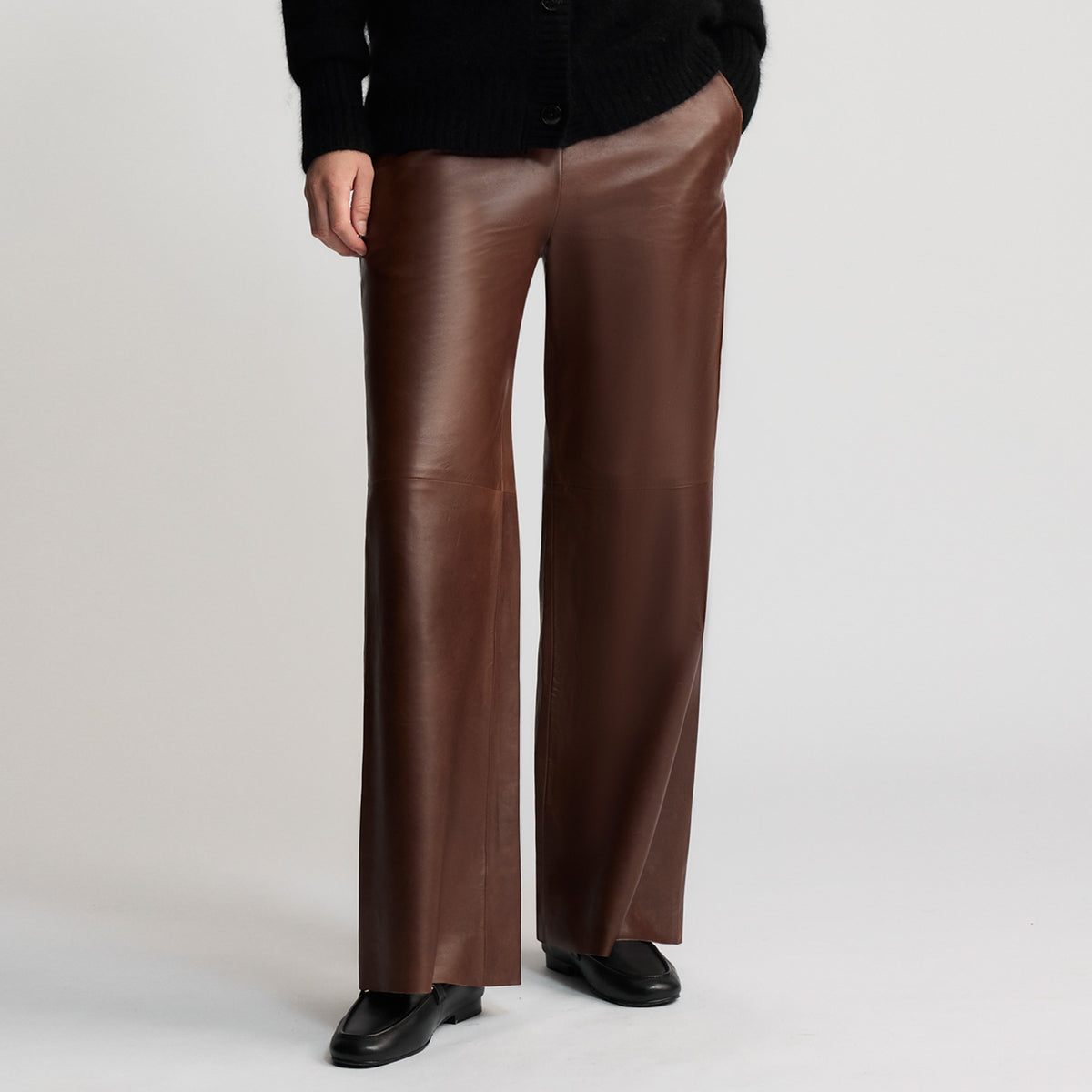 Chicago - Wide Leg Leather Pant - Chestnut