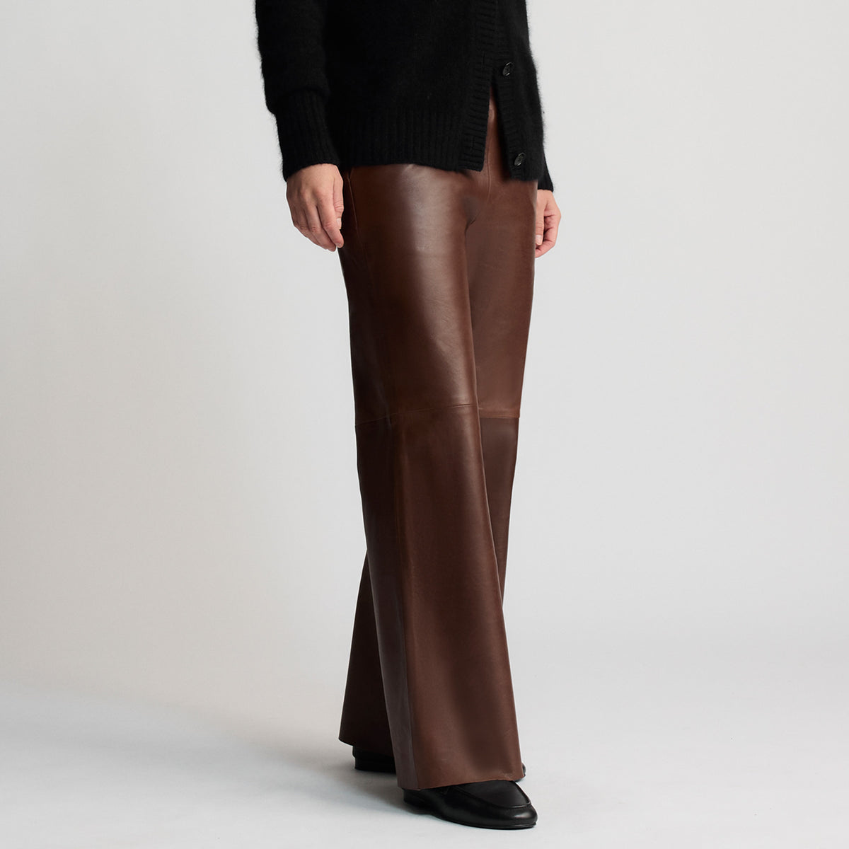 Chicago - Wide Leg Leather Pant - Chestnut