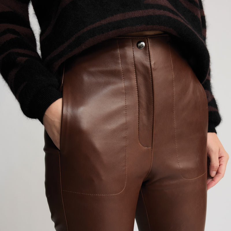 Harper Leather Pant - Chestnut