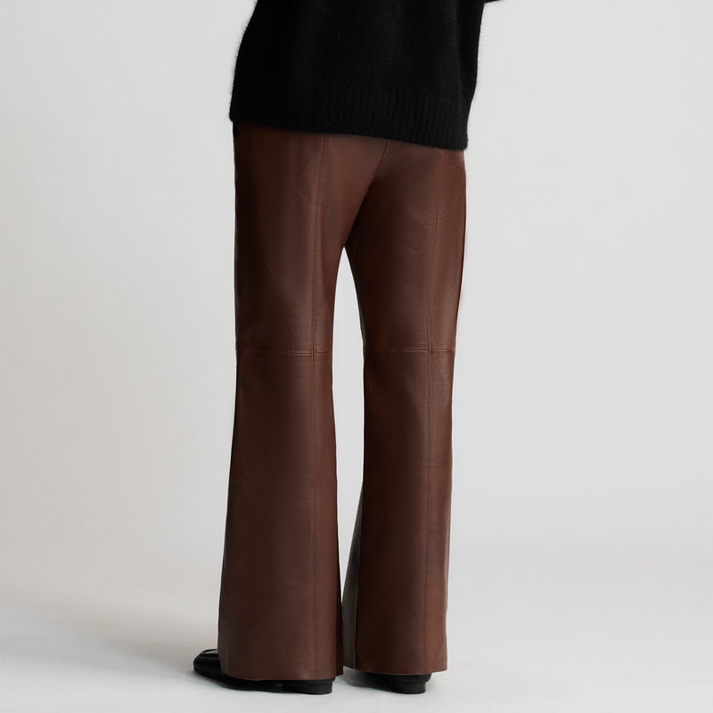 Chicago - Wide Leg Leather Pant - Chestnut