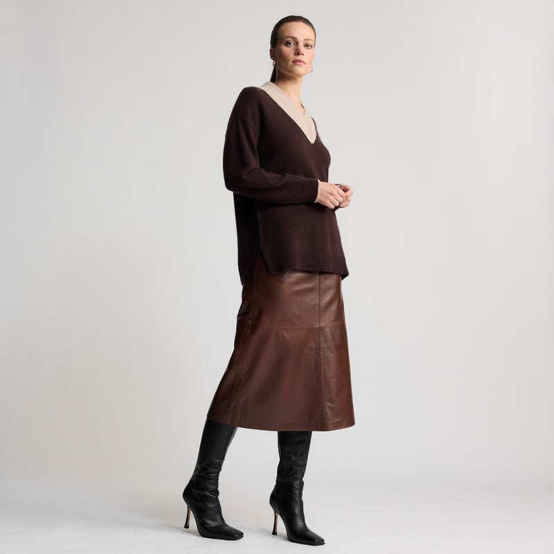 Gabriella - Long Skirt - Chestnut