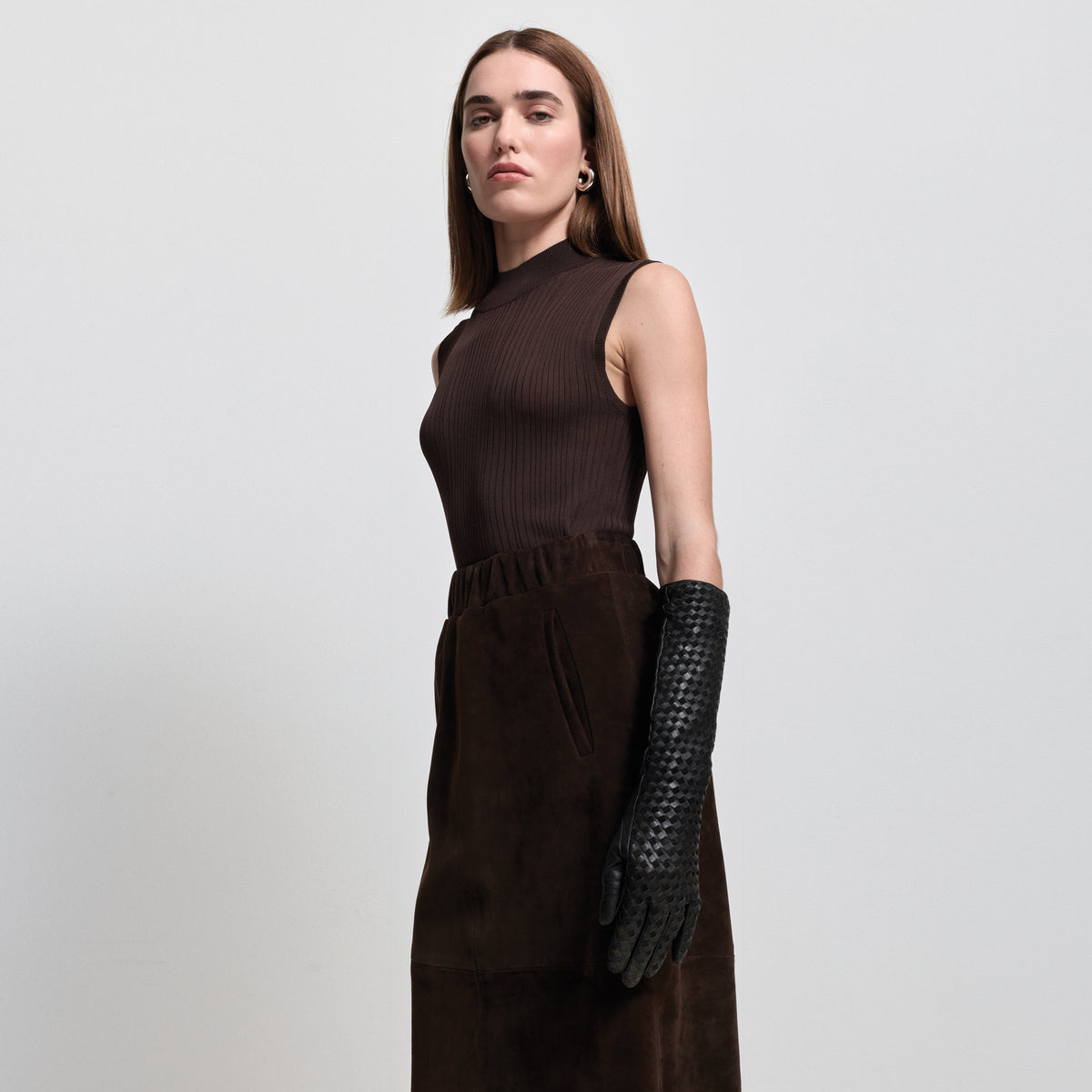 Gabriella Skirt - Coffee Suede