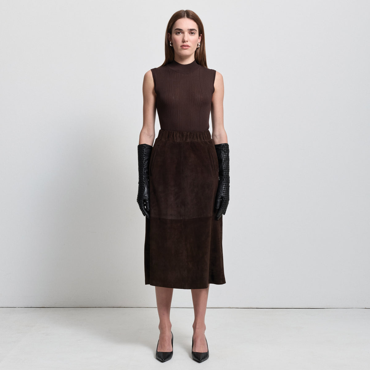 Gabriella Skirt - Coffee Suede