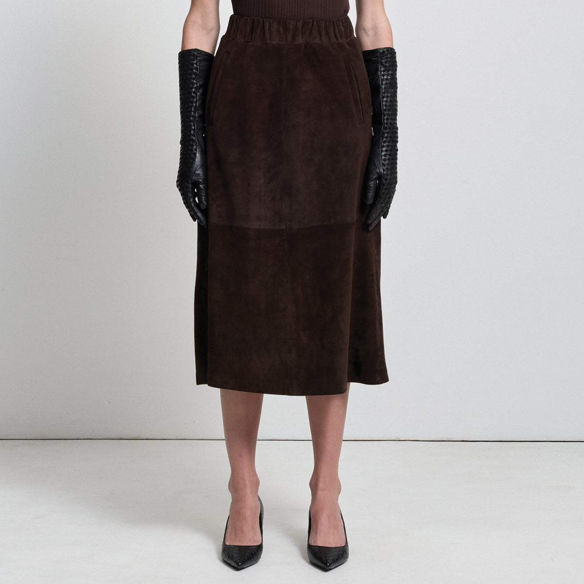 Gabriella Skirt - Coffee Suede