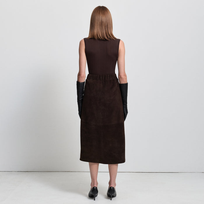 Gabriella Skirt - Coffee Suede